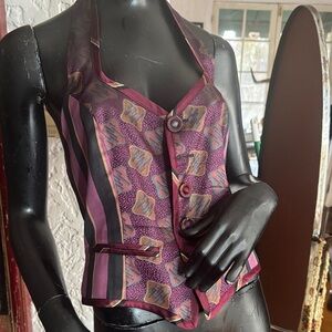 Vibrant Patterned Vest with Button Detail